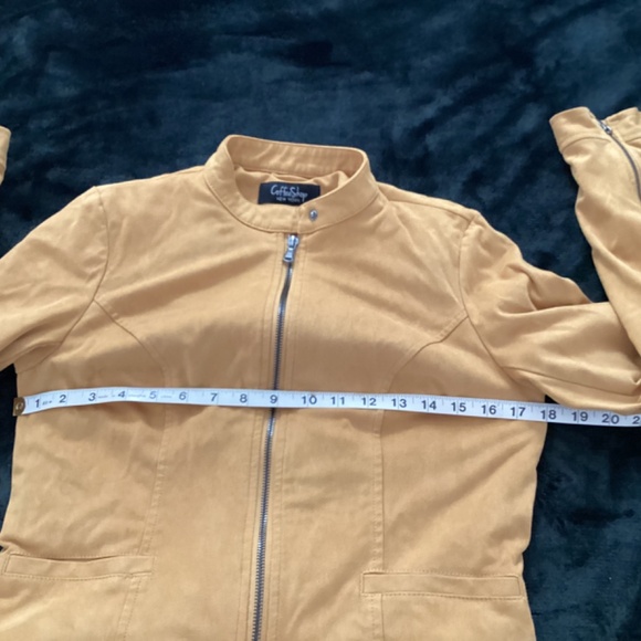 Coffee Shop New York, NWOT, sz S, faux suede, mustard yellow moto jacket - Picture 5 of 10